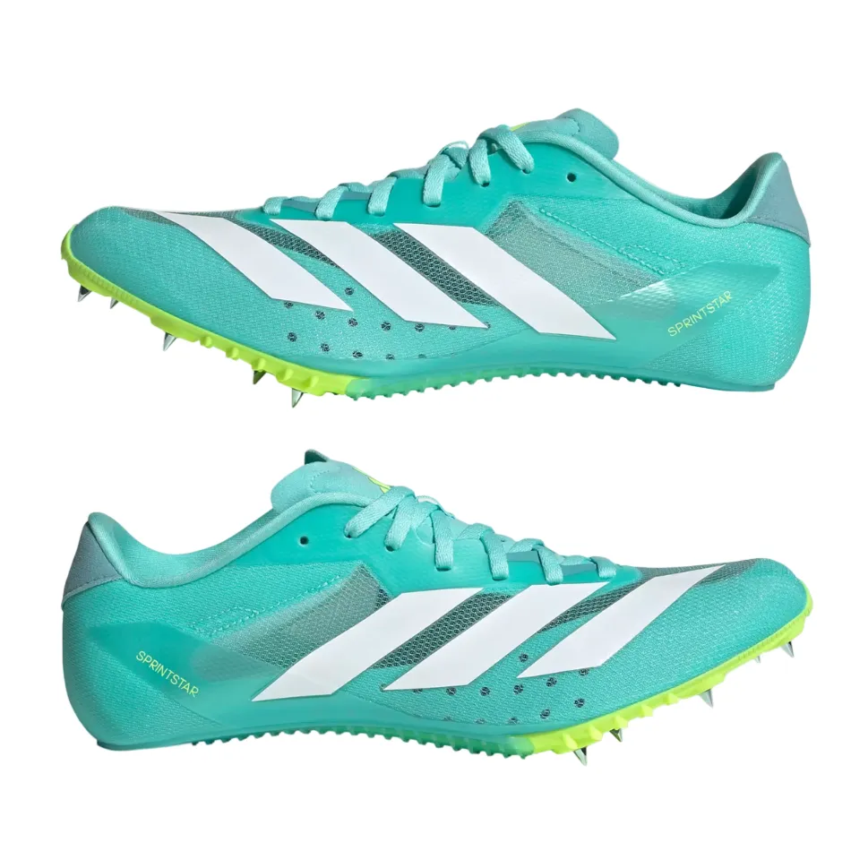 Adidas Unisex Sprintstar Track Spikes in Flash Aqua/Cloud White/Lucid Lemon AW25 Anaerobic exercise