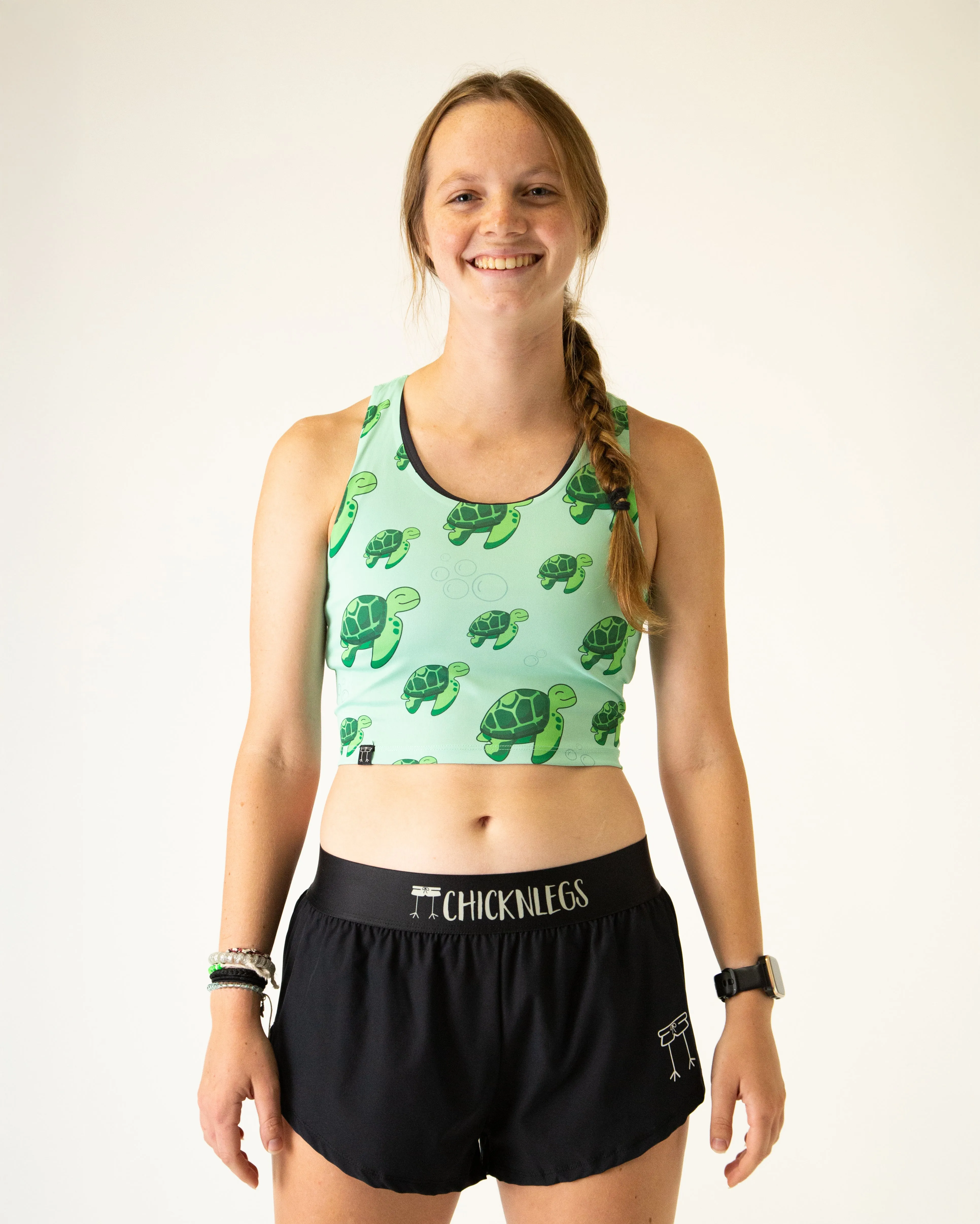 Sea Turtles PWR Crop Top Quick Evaporate Design Dynamic Armholes