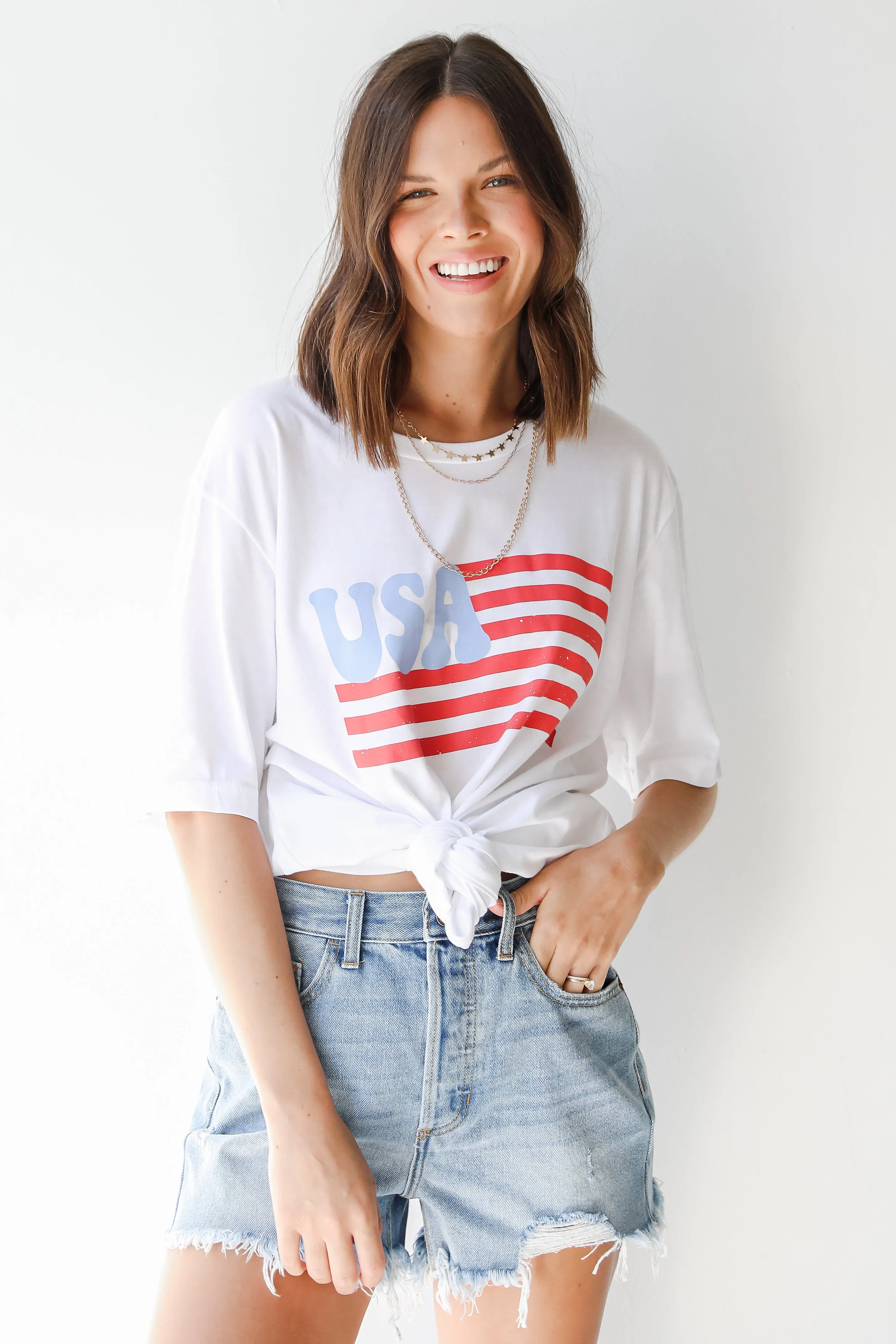 FINAL SALE - USA Flag Graphic Tee Weekend Wardrobe