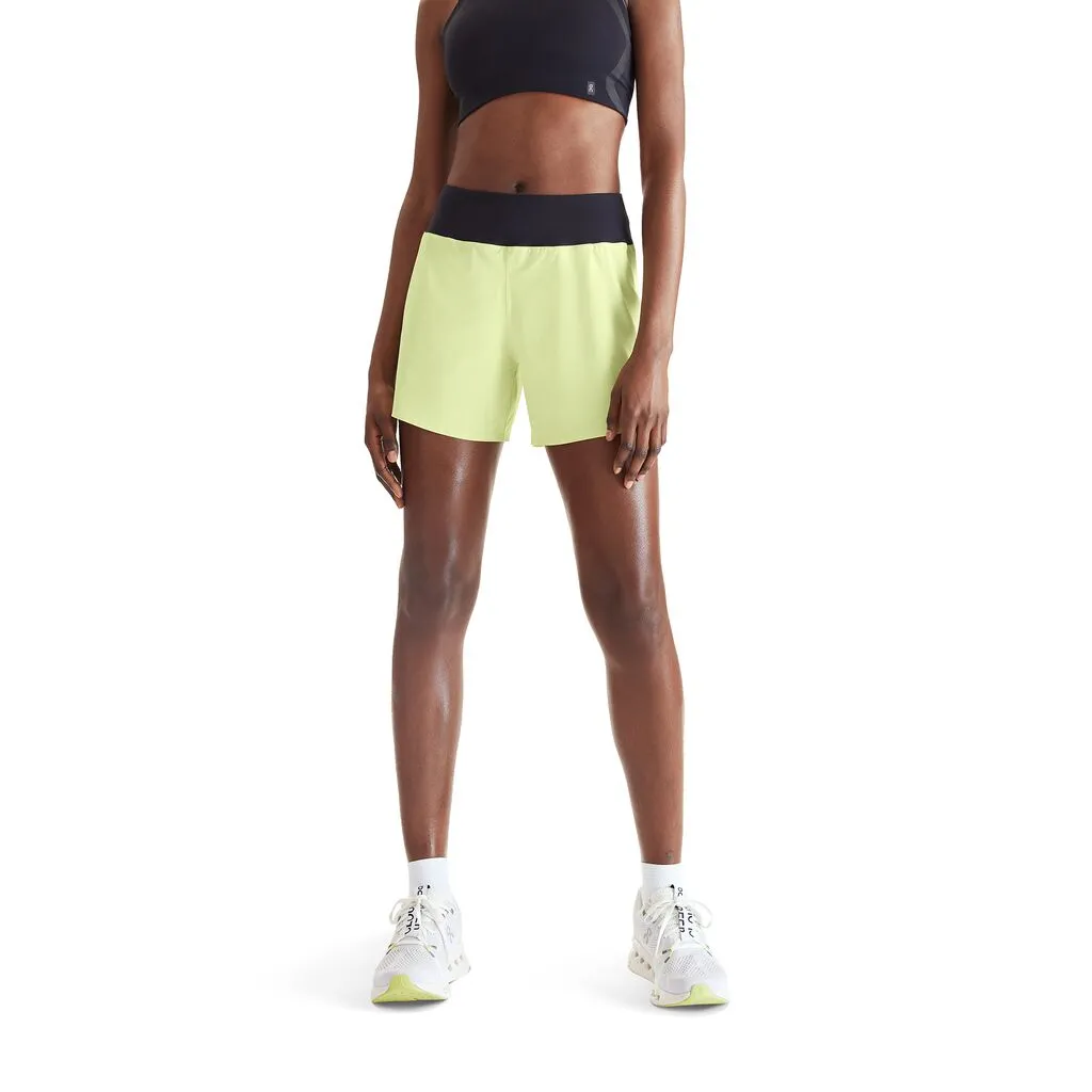 On Women's 5 Inch Running Shorts Hay / Black Soft Leggings