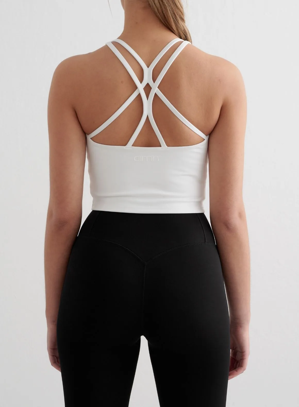 White Sculpting Strappy Bralette Sweat Wicking Ribbing