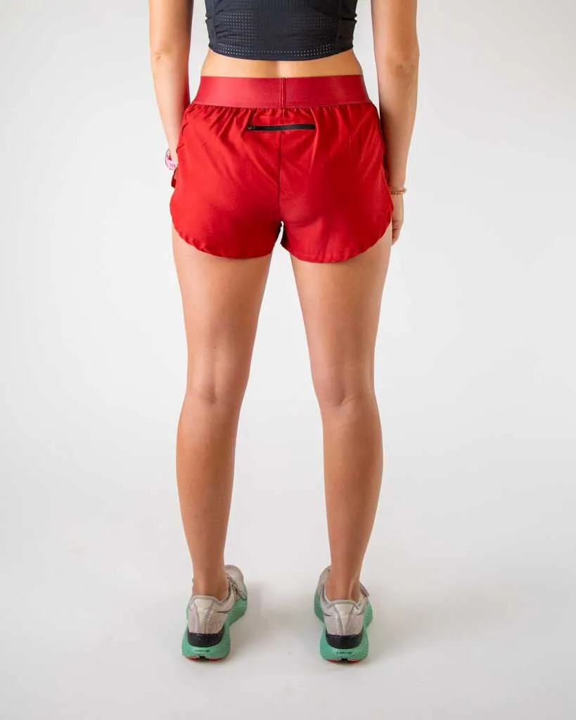 Women's Cardinal Red 1.5" Split Shorts Home Style Vented Hem Details