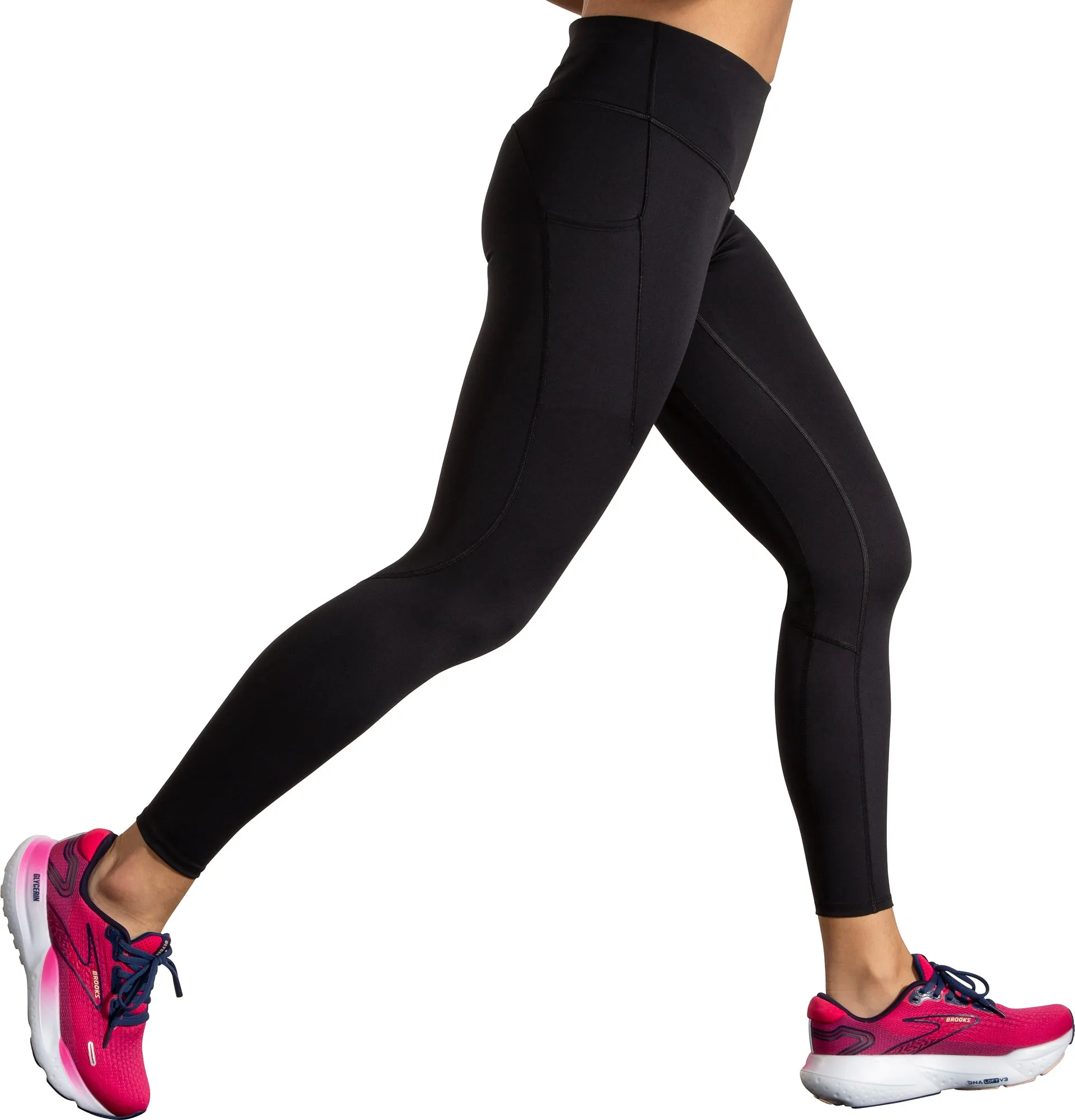 Brooks Spark Womens Long Running Tights - Black Stable Fit Studio Style