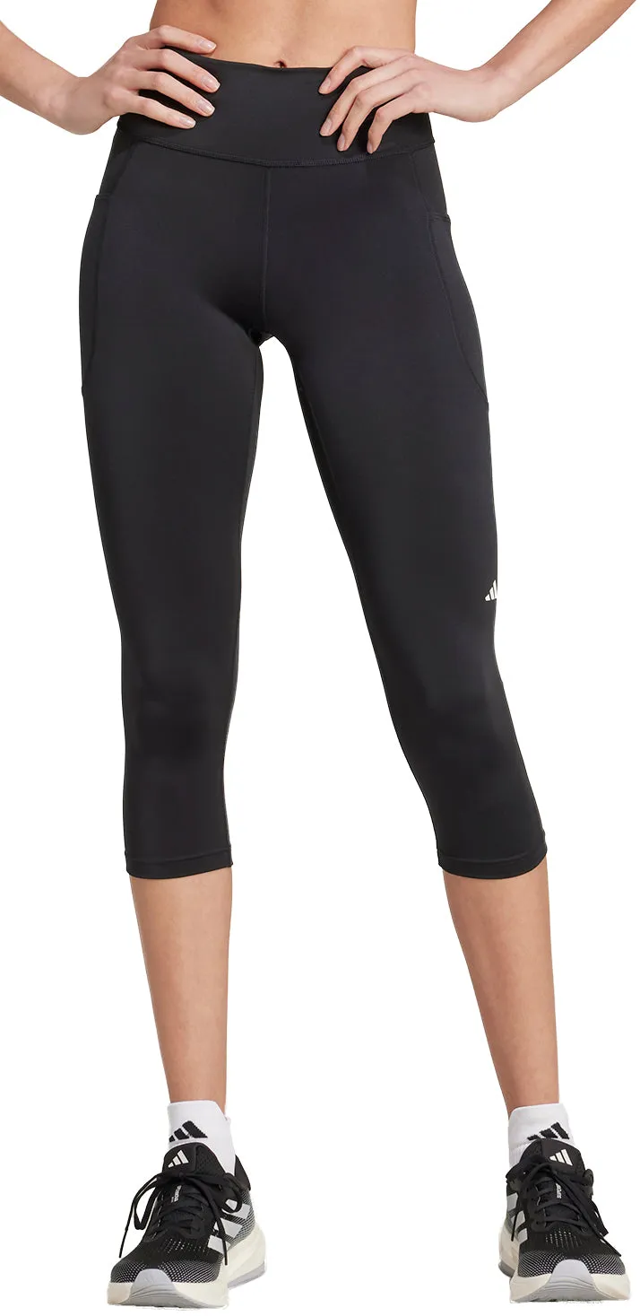 adidas DailyRun Womens 3/4 Capri Running Tights - Black Fit For Casual Wear Sporty Comfort Fit