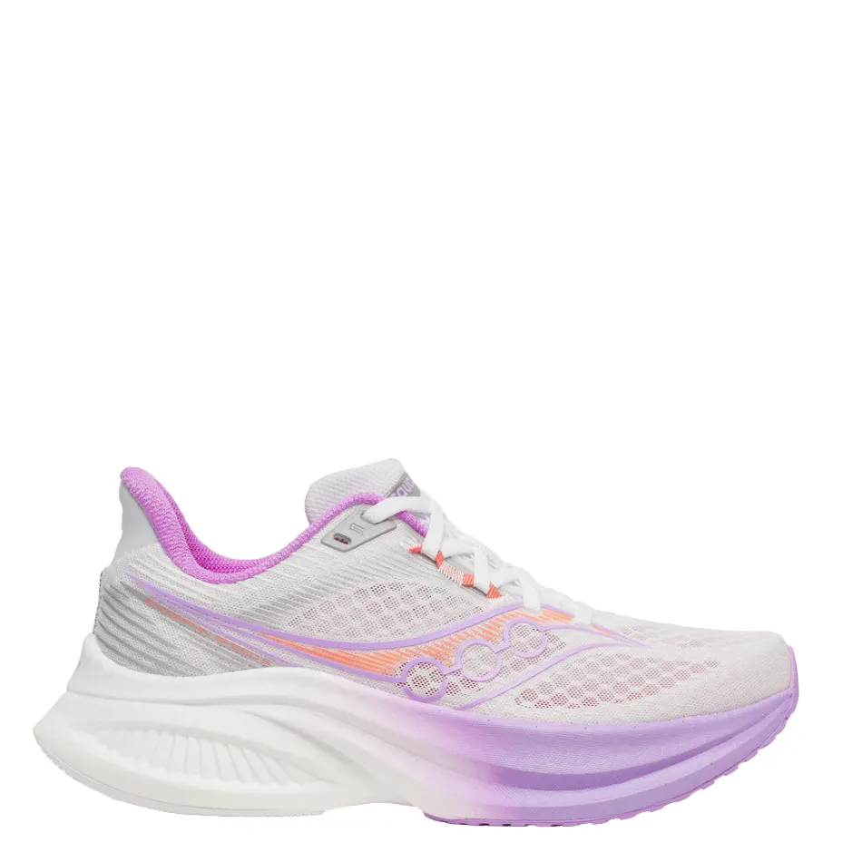 Advanced Energy Rebound hiking running shoes Saucony Women's Endorphin Speed 5 Running Shoes in White/Crocus - Online Exclusive