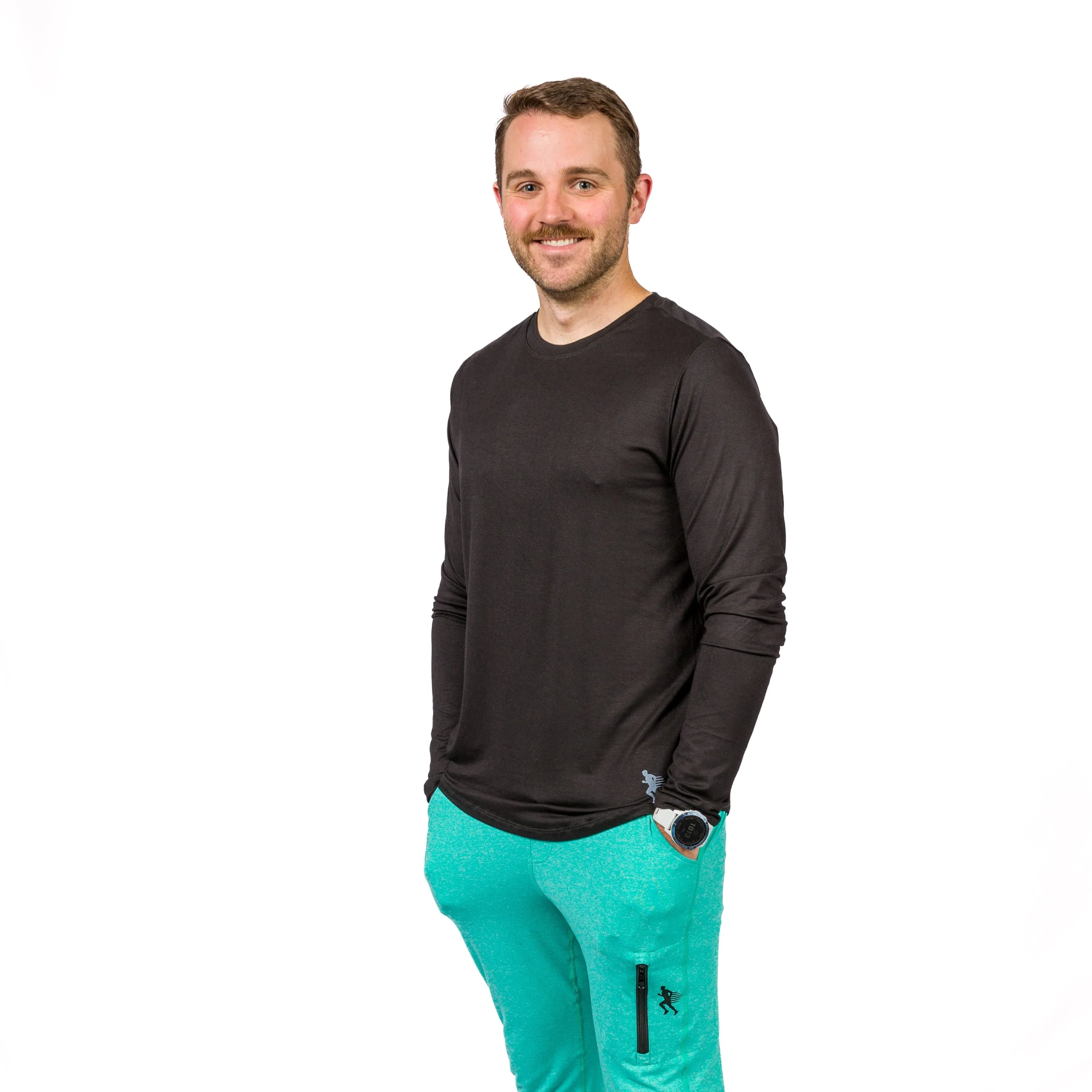 Layered Hem Detail LONG SLEEVE TEE -  BLACK - THE TAPER