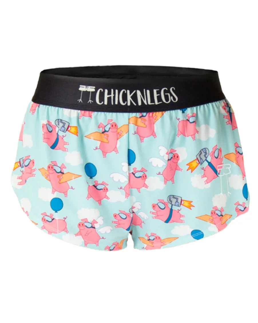 Hot Weather Women's Flying Pigs 1.5" Split Shorts