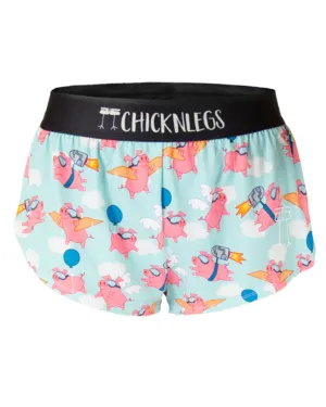 Hot Weather Women's Flying Pigs 1.5" Split Shorts