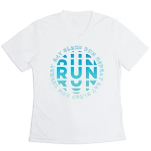 Women's Short Sleeve Tech Tee - Eat Sleep Run Repeat Light Comfort