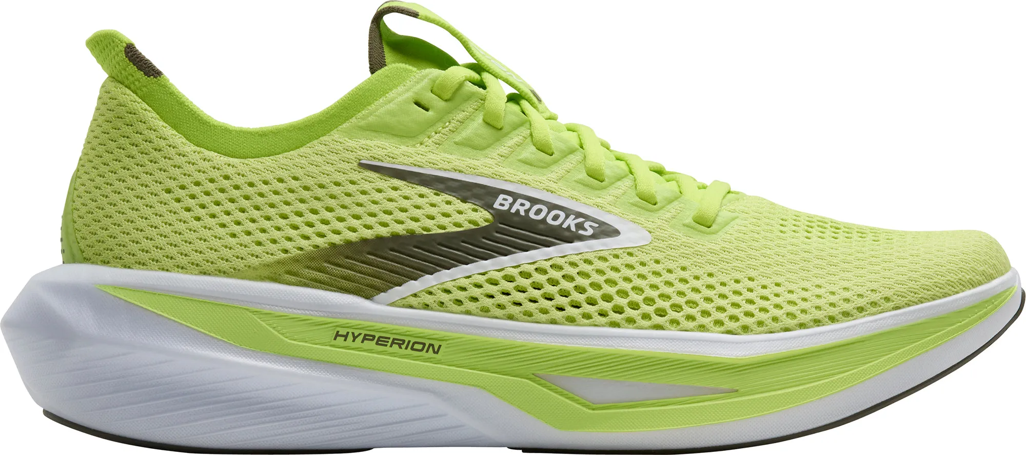 winter - appropriate Stretch Knit Fabric Brooks Hyperion 3 Mens Running Shoes - Green