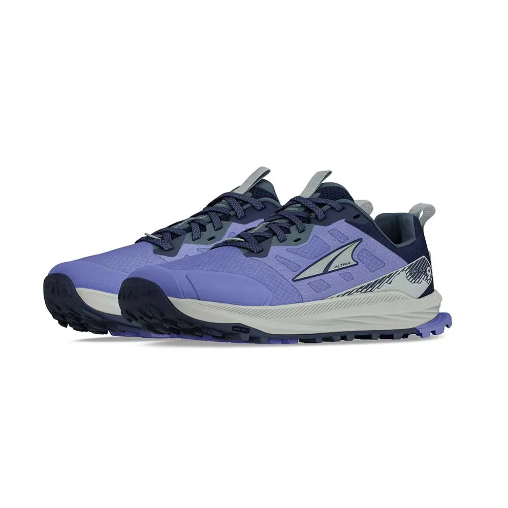 Women's Lone Peak 9 Trail Running Shoe - Dark Blue - Regular (B) Elastic Ankle Collar Reflective Detailing