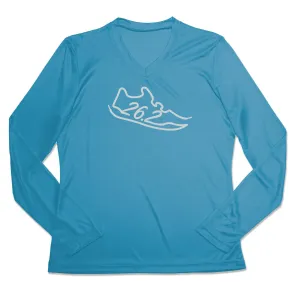 Women's Long Sleeve Tech Tee - 26.2 Run Shoe Breathable Cotton Fabric Minimalist fashion