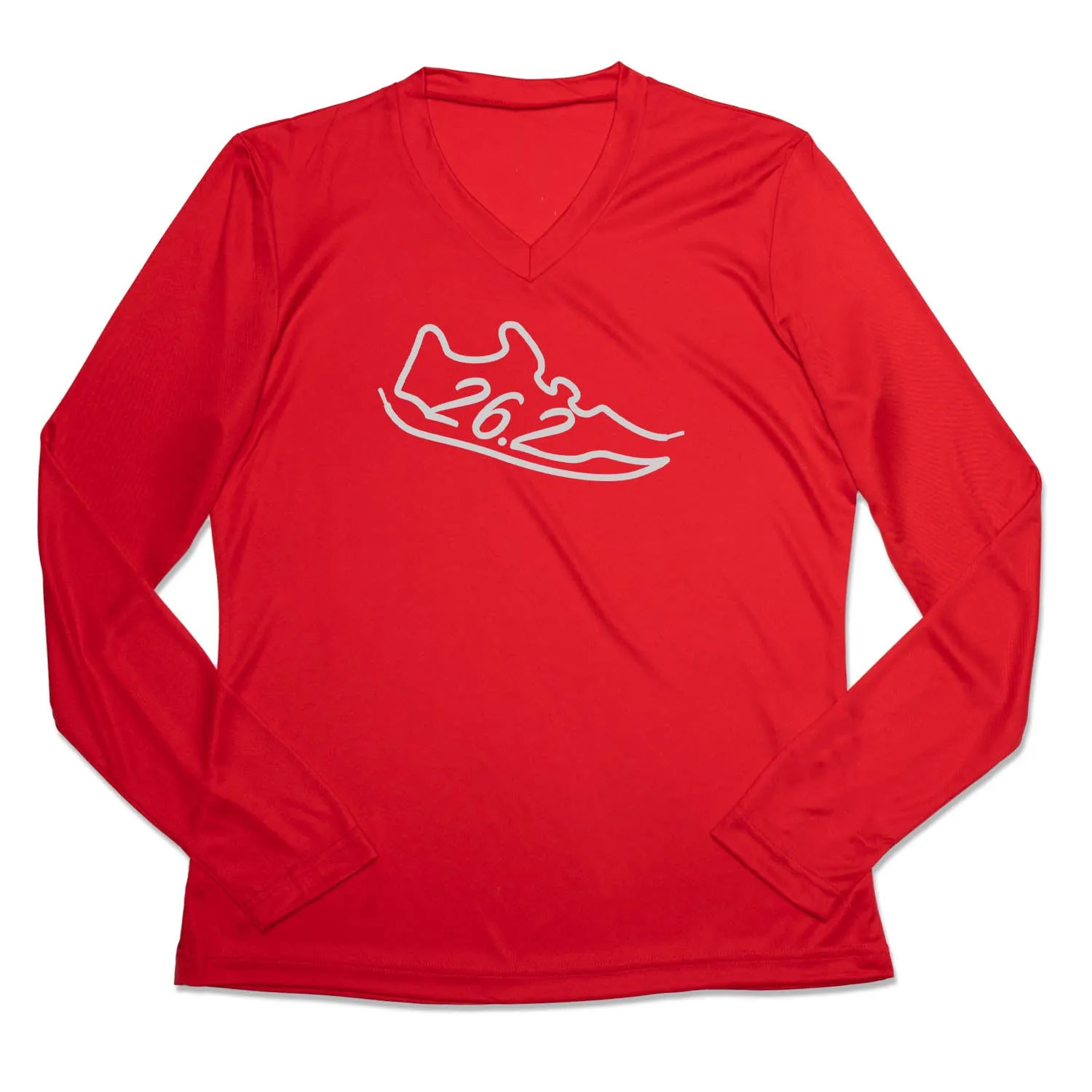 Women's Long Sleeve Tech Tee - 26.2 Run Shoe Low carbon footprint Fade Resistant Coating