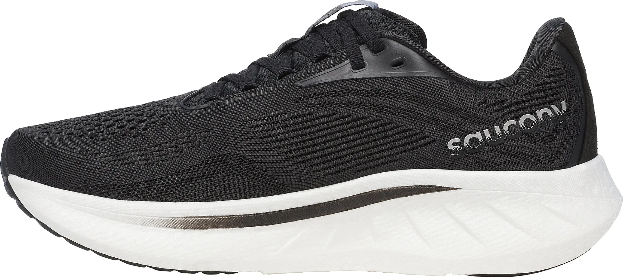 Saucony Ride 18 WIDE FIT Mens Running Shoes - Black Water resistant coating