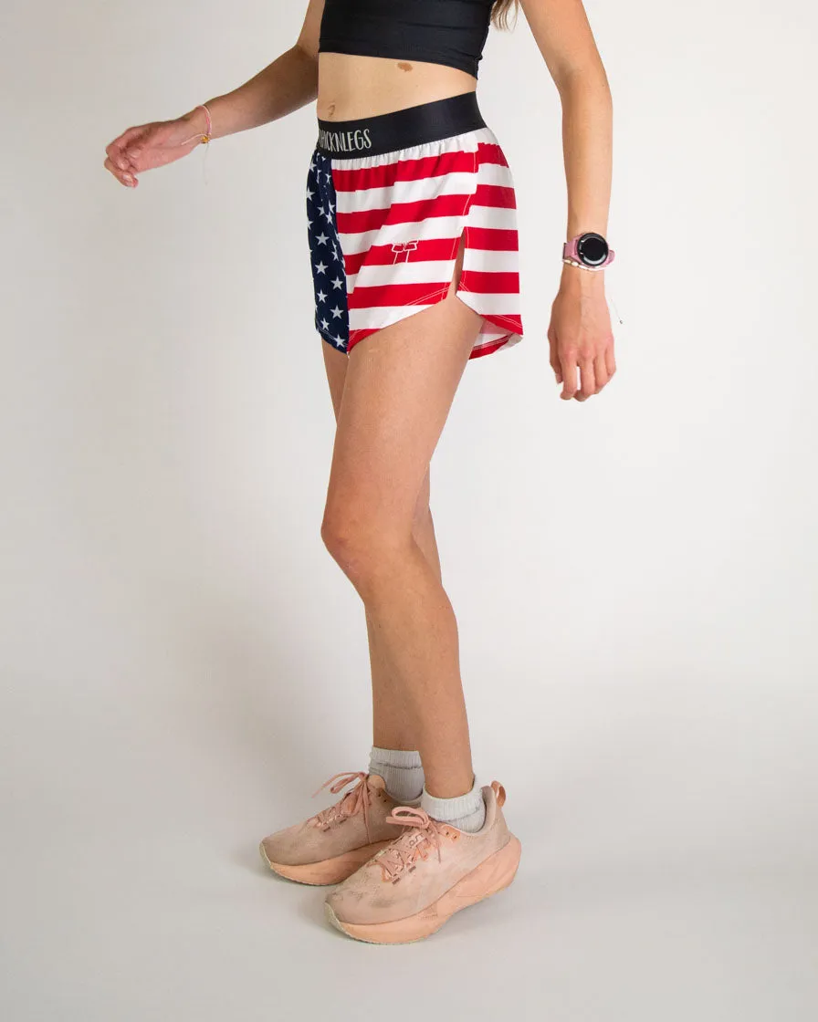 Women's USA 4" Split Shorts Flexible Wear