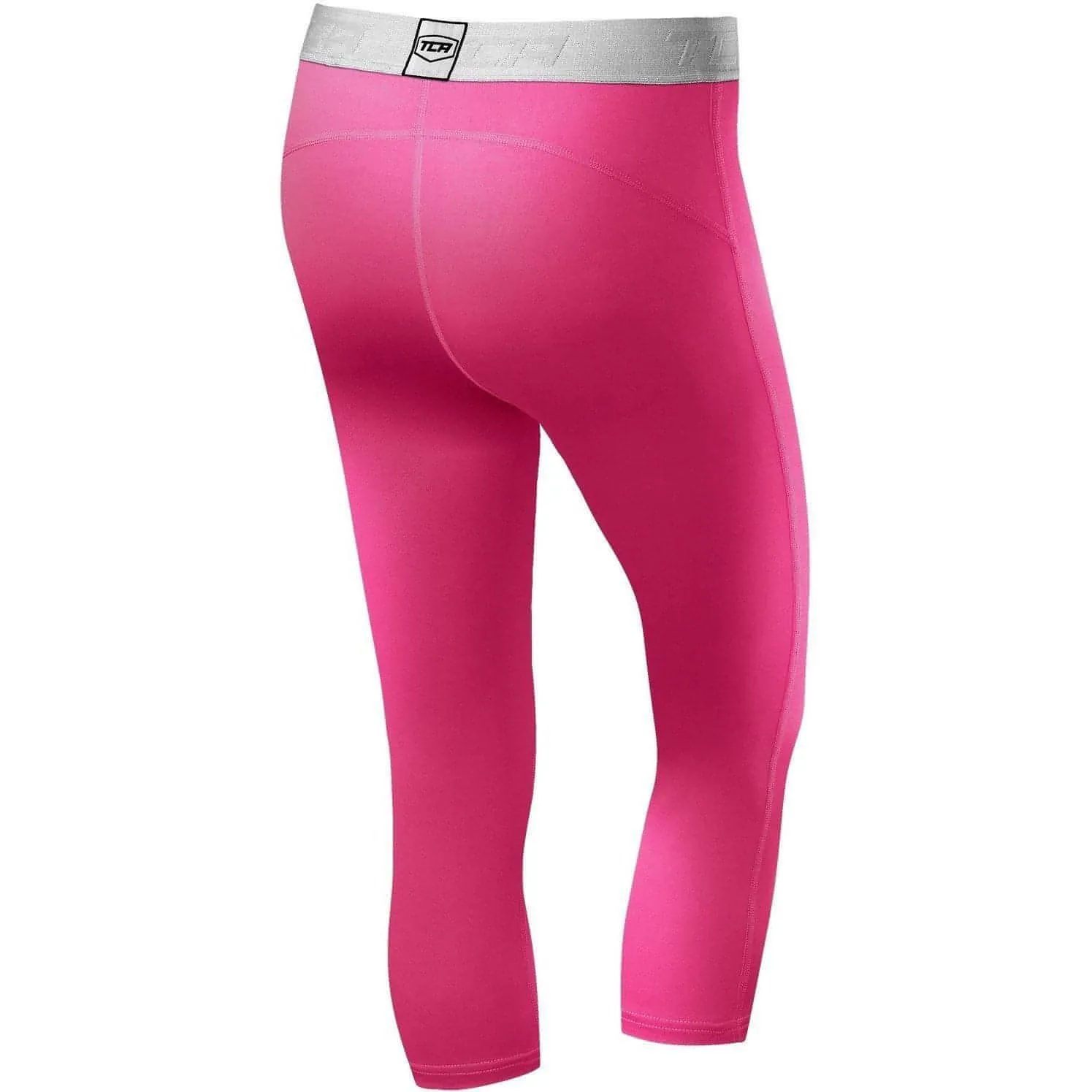 TCA Pro Performance Endurance Womens 3/4 Capri Running Tights - Pink Yoga Class Comfort Seeker