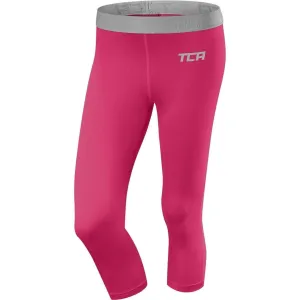 TCA Pro Performance Endurance Womens 3/4 Capri Running Tights - Pink Non Restrictive Fit