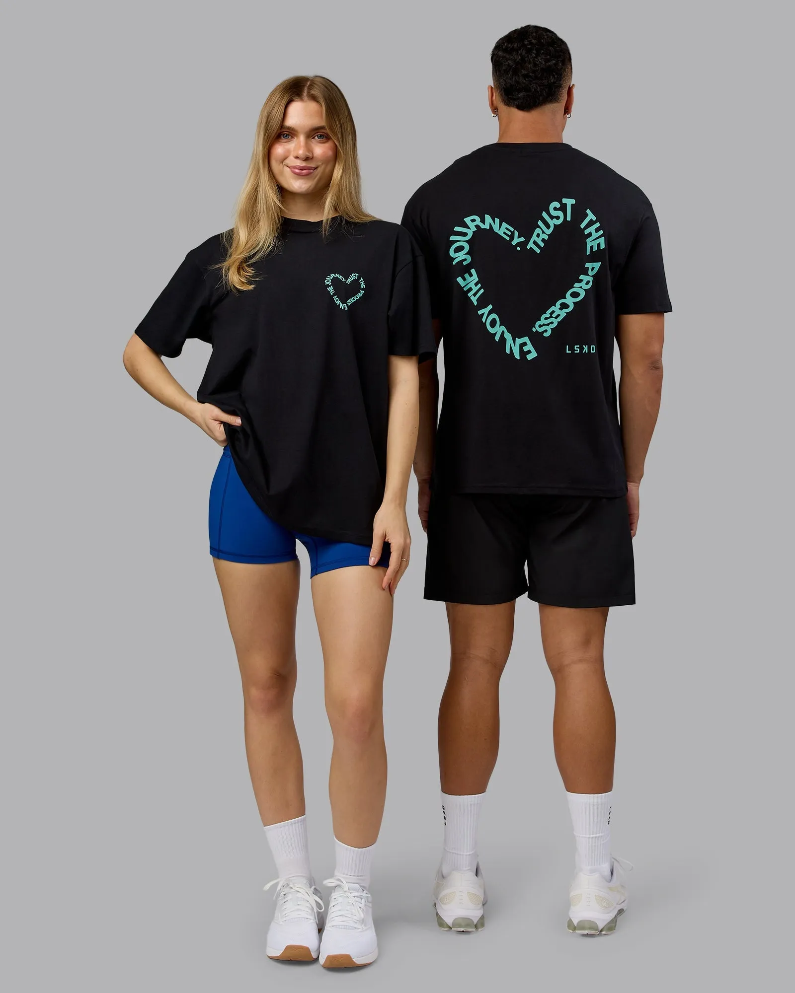 Love The Process FLXCotton Oversize Tee - Black-Agate Green Active Layer Fit Micro Perforation