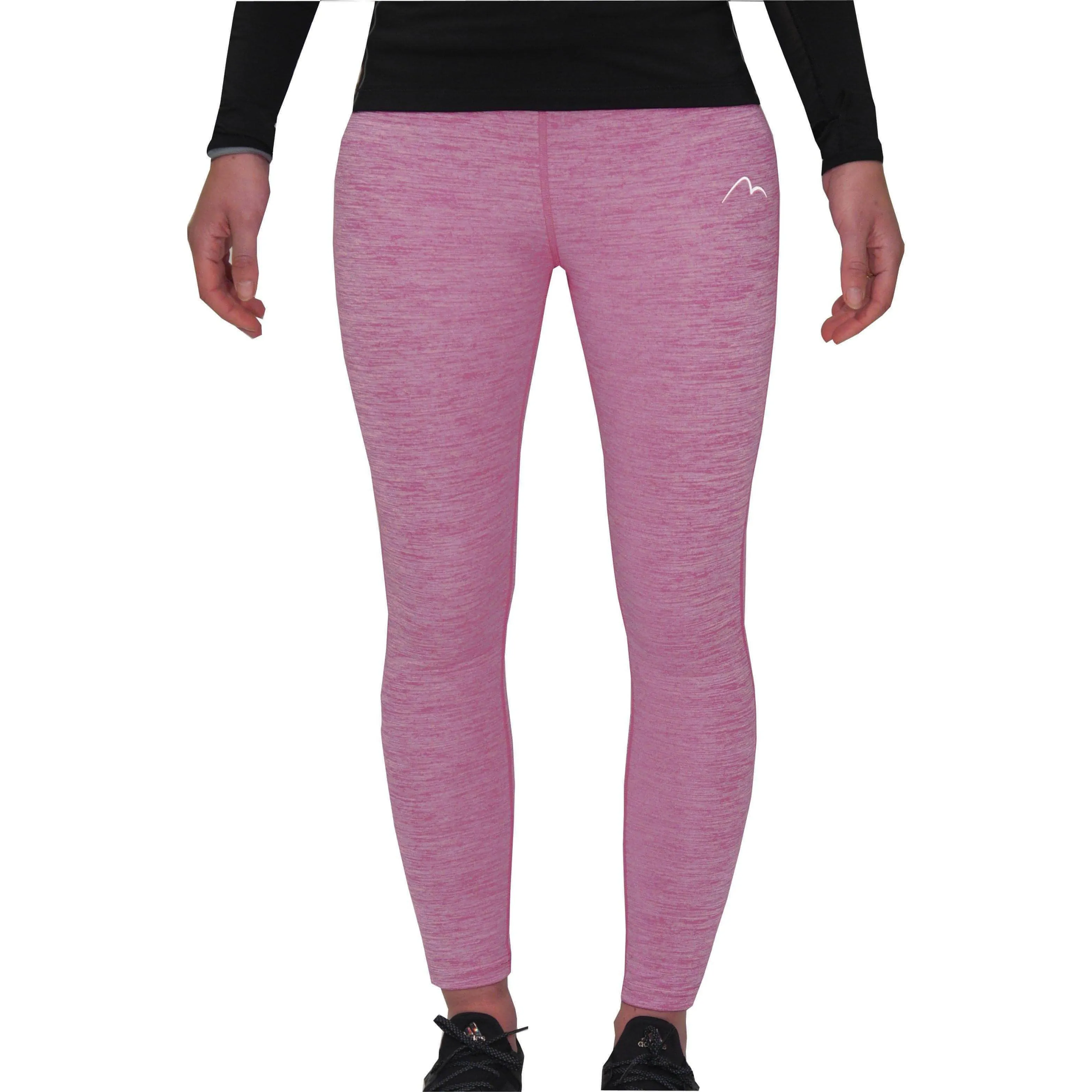 More Mile Heather Womens Long Running Tights - Pink Versatile Activewear easy move