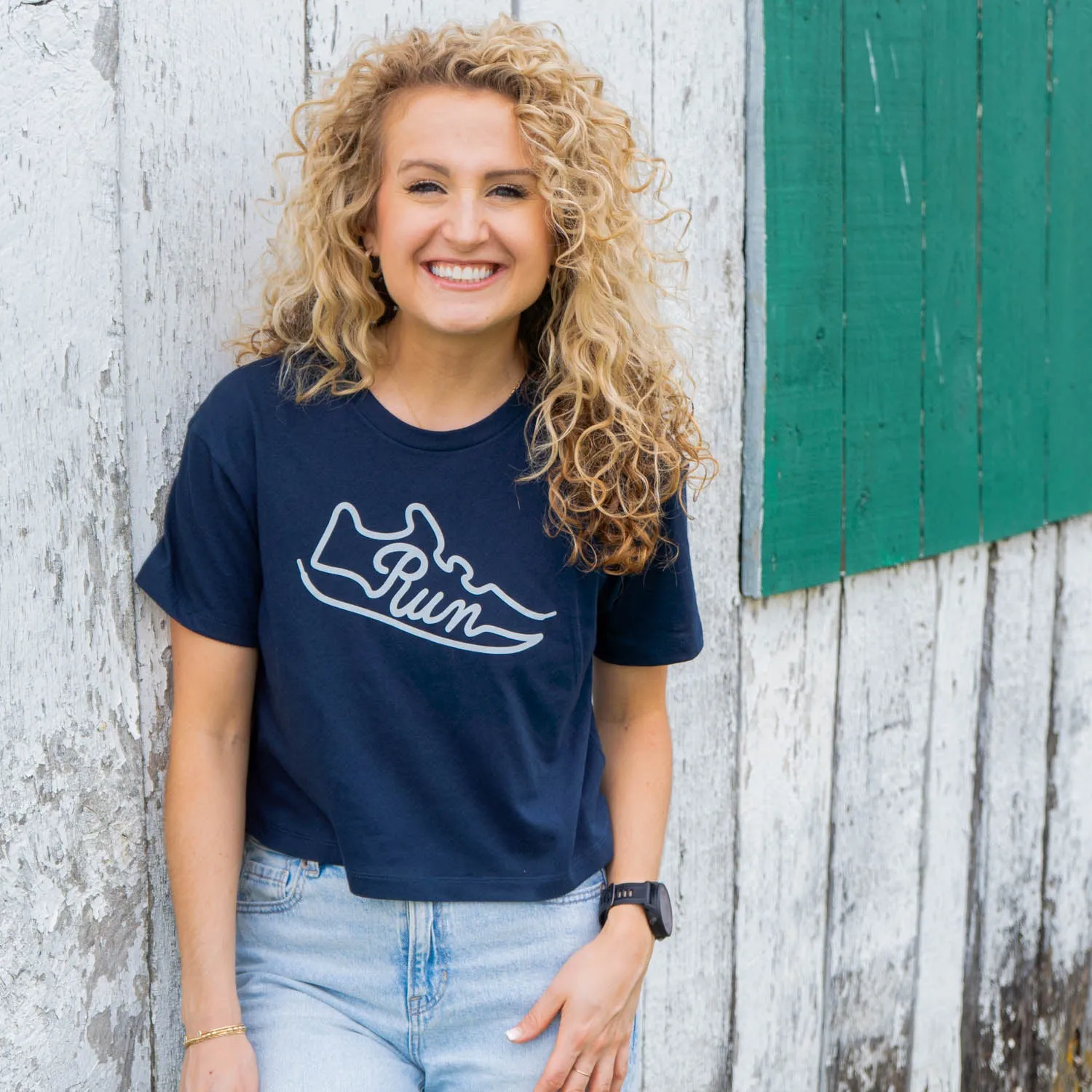 High Quality Printing Running Short Sleeve Crop Tee - Run Shoe