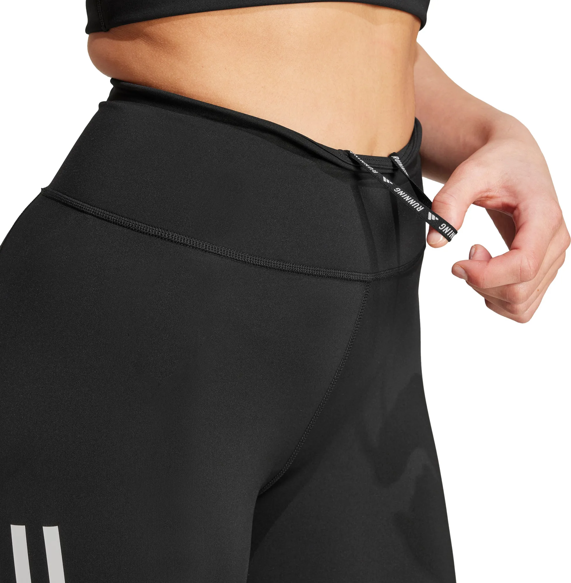 subtle style Double Layer Minimalist Style adidas Own The Run Womens 3/4 Capri Running Tights - Black