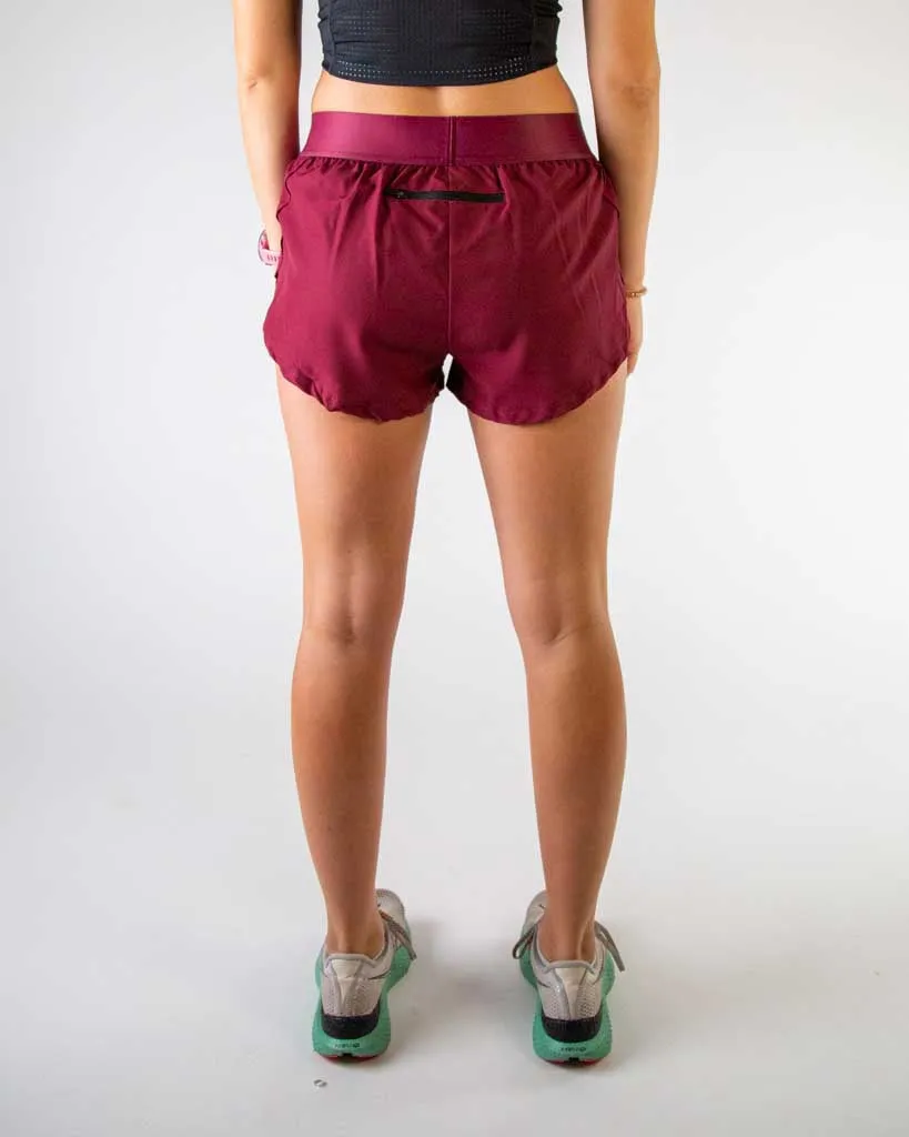 Metallic accents Women's Maroon 1.5" Split Shorts