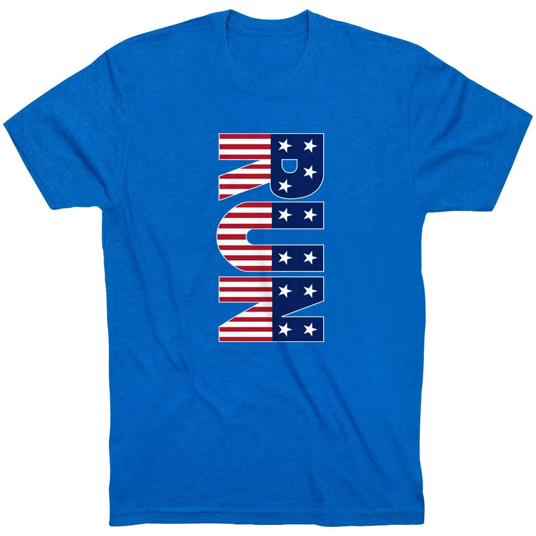 Flexible Ribbed Cuffs Running Short Sleeve T-Shirt - Patriotic Run