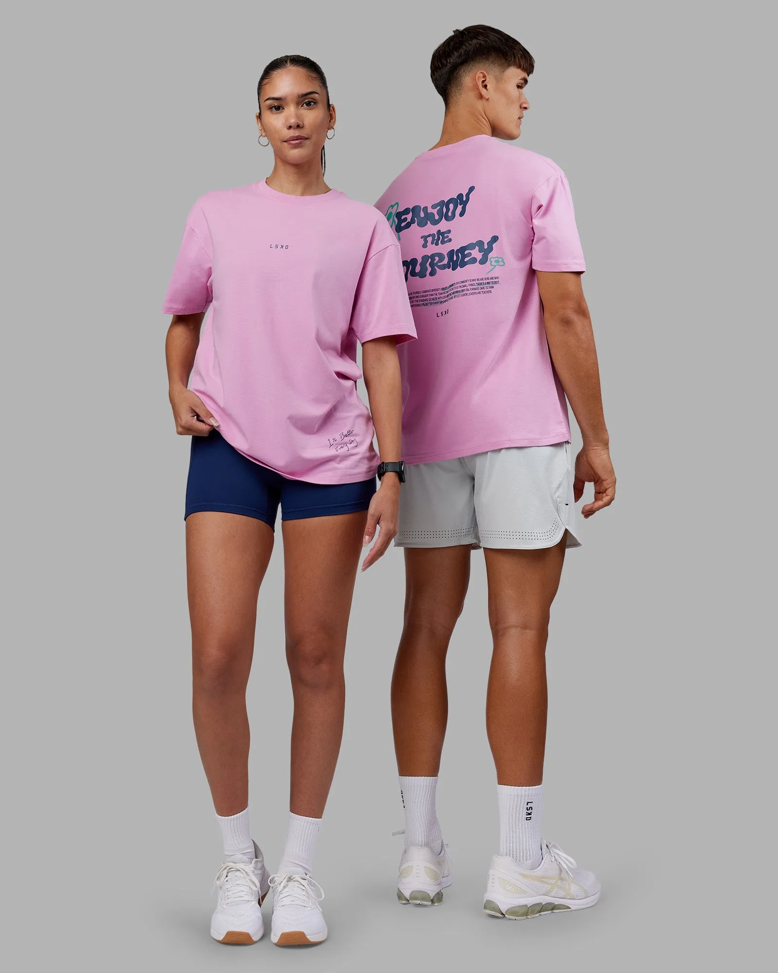 ETJ Values FLXCotton Oversize Tee - Bubblegum-Indigo Soft Finish Edgy