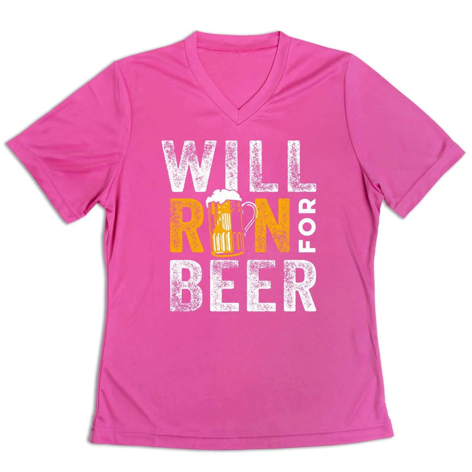 Casual Active Wear Seam Free Shoulders Women's Short Sleeve Tech Tee - Will Run For Beer