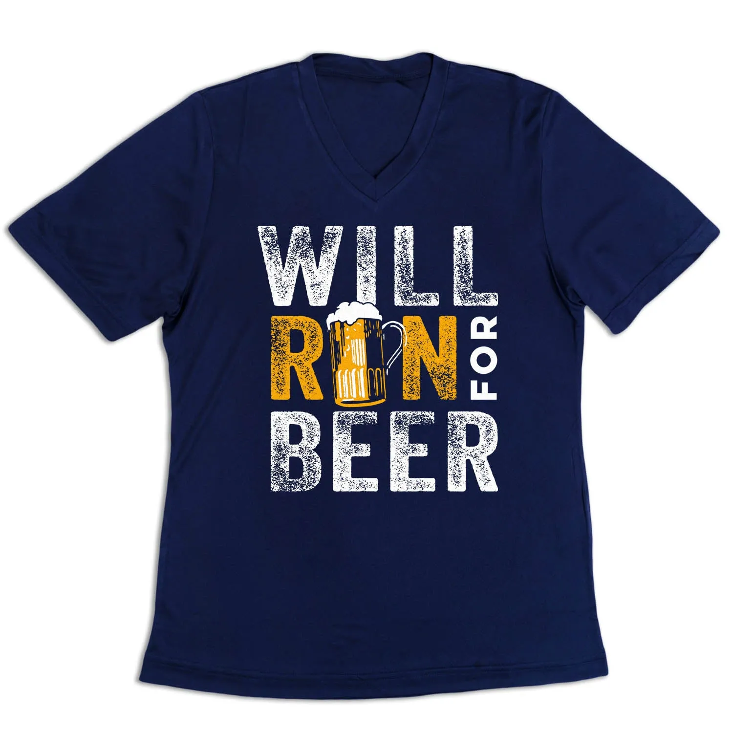 Women's Short Sleeve Tech Tee - Will Run For Beer Roomy Comfort Sustainable Dye Process