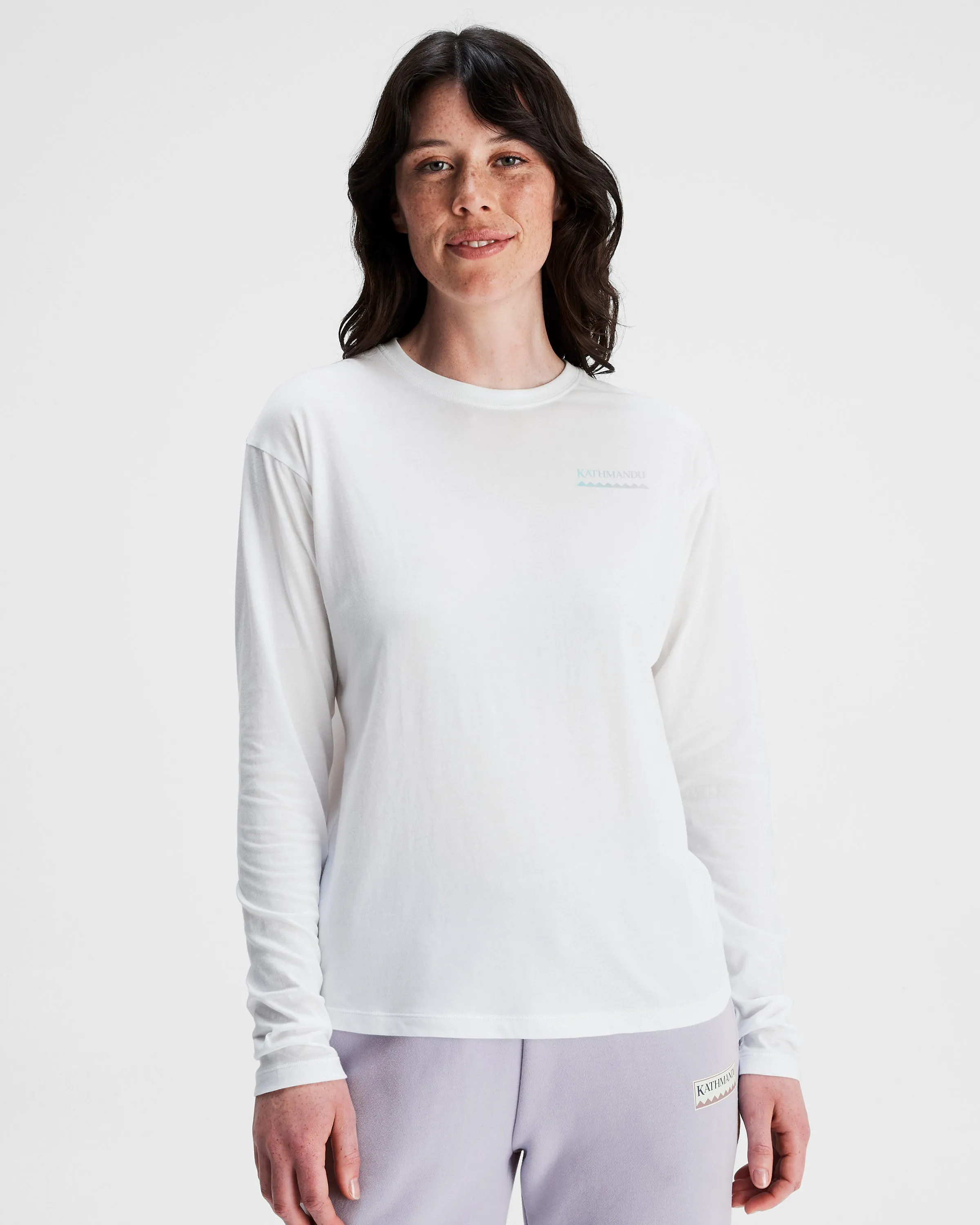 Women's Heritage Organic Cotton Long Sleeve T-shirt - White Soft Breathable Urban Casual Look
