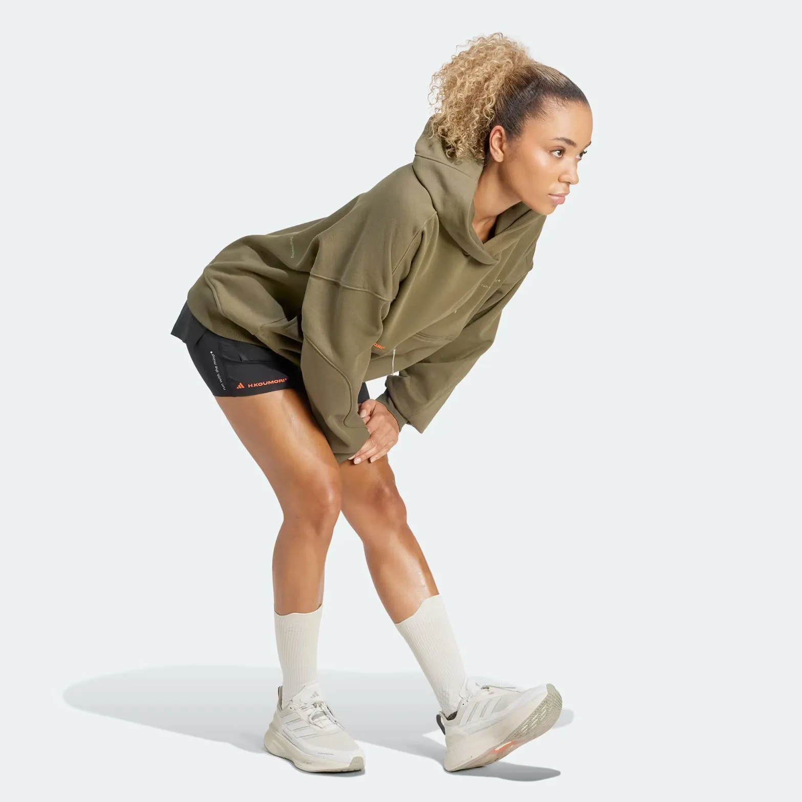 Women's Adi365 H.Koumori Running 2 in 1 Shorts Black Rustic Ease SlipResistantHem