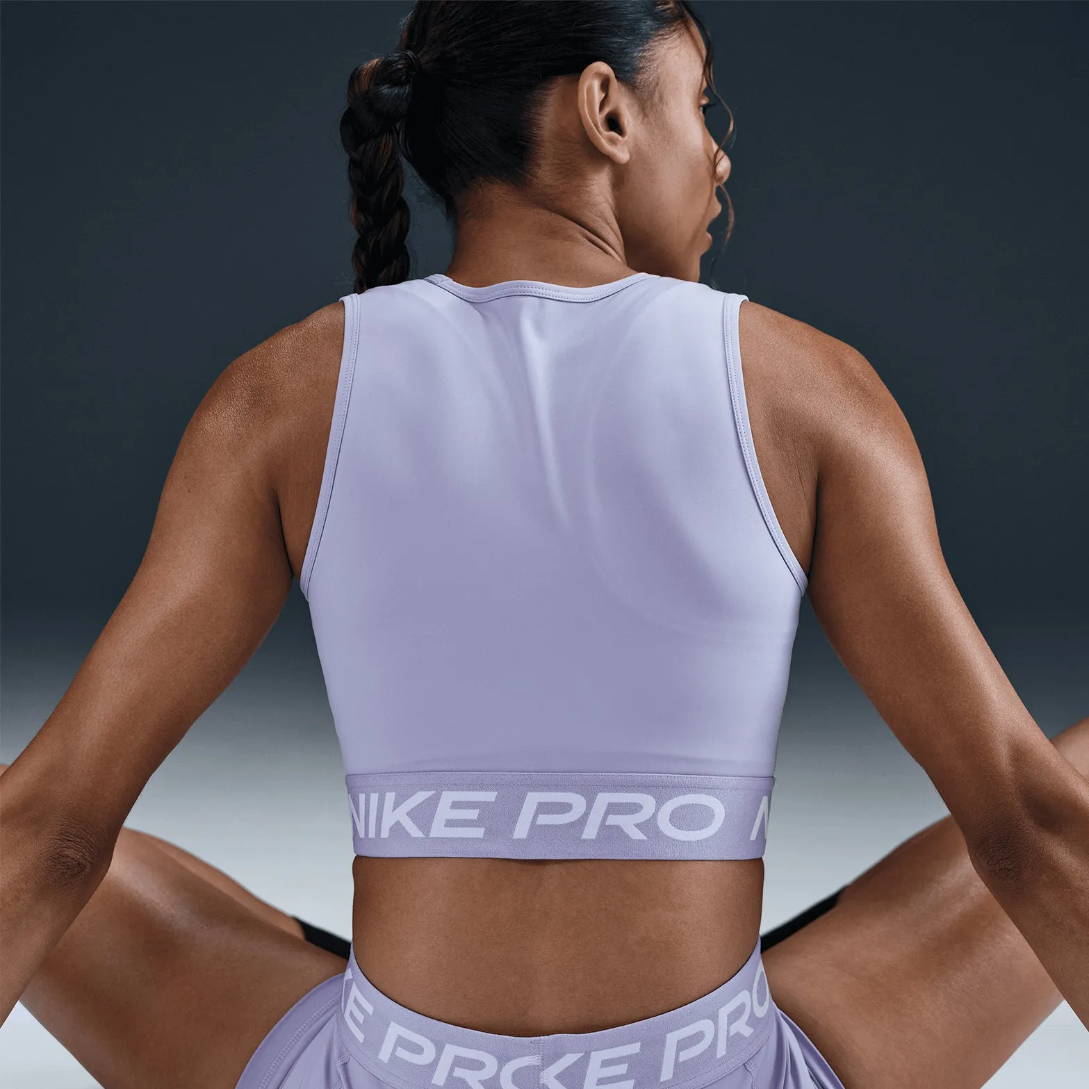 Women's Pro Dri-FIT Cropped Tank Lilac Ice / White Laser Cut Edges Rough Surface