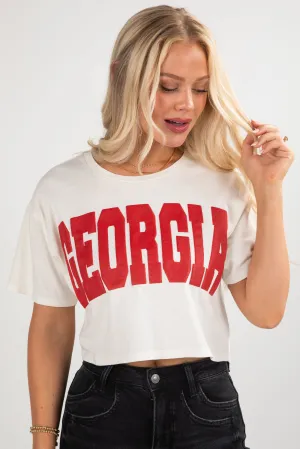All Season Wear Off White Georgia Block Letter Cropped Tee