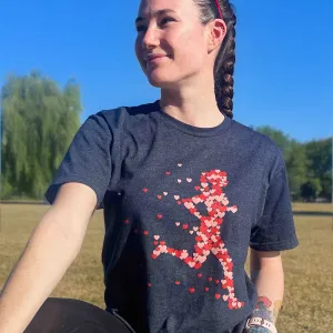 Running Short Sleeve T-Shirt - Heartfelt Runner Girl Timeless Layer Recycled Polyester Thread