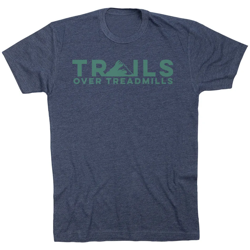 Running Short Sleeve T-Shirt - Trails Over Treadmills Fun Prints