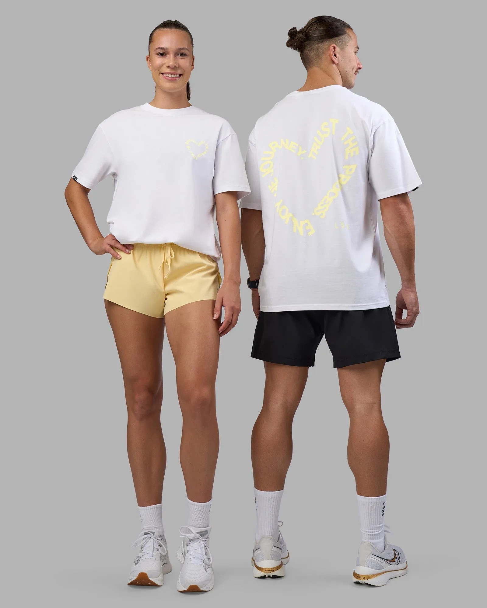 Cozy Wear Fit Love The Process FLXCotton Oversize Tee - White-Lemon