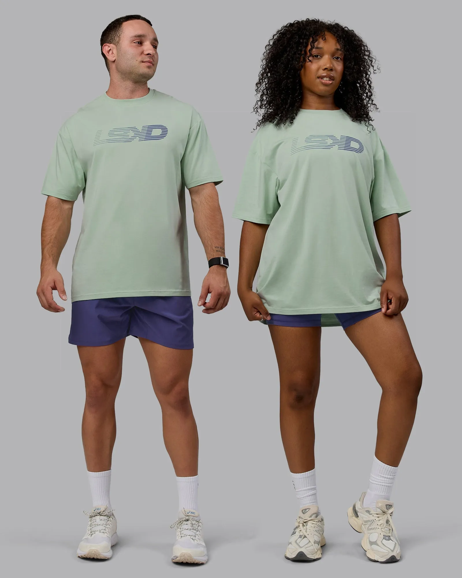 Soft and Light Wear Classic Color Motion FLXCotton Oversized Tee - Surf Spray-Royal Purple