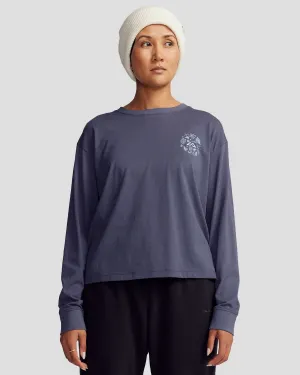 Casual Choice Smart Layering Women's Nature Icons Organic Cotton Long Sleeve T-shirt - Mid Navy