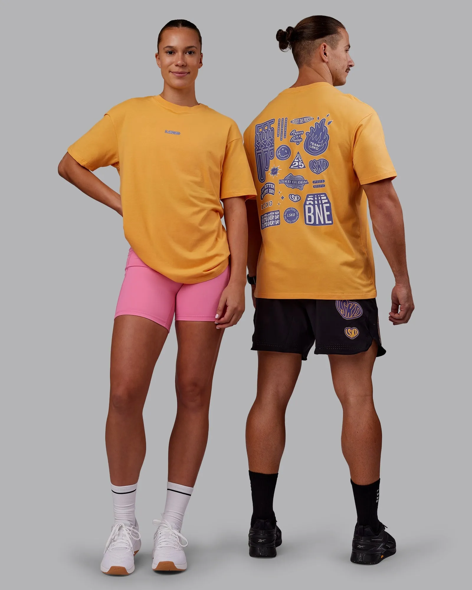 AntiPillingTreatment Active Outfit Style CFT BNE 25 FLXCotton Oversized Tee - Warm Apricot-Purple Opulence