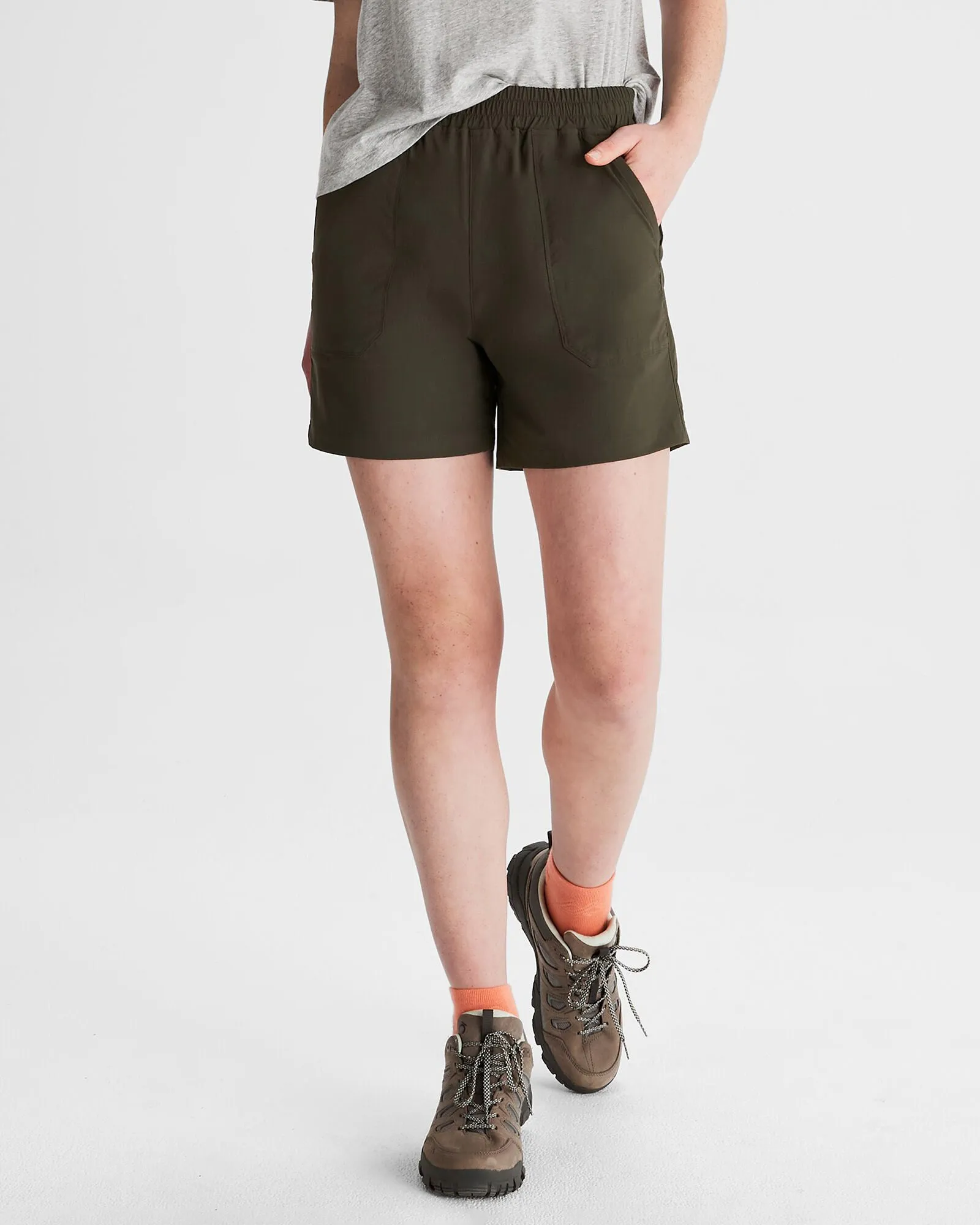 Relaxed T-shirt SweatAbsorbingTexture Women's Miro 5"  Shorts - Dark Moss