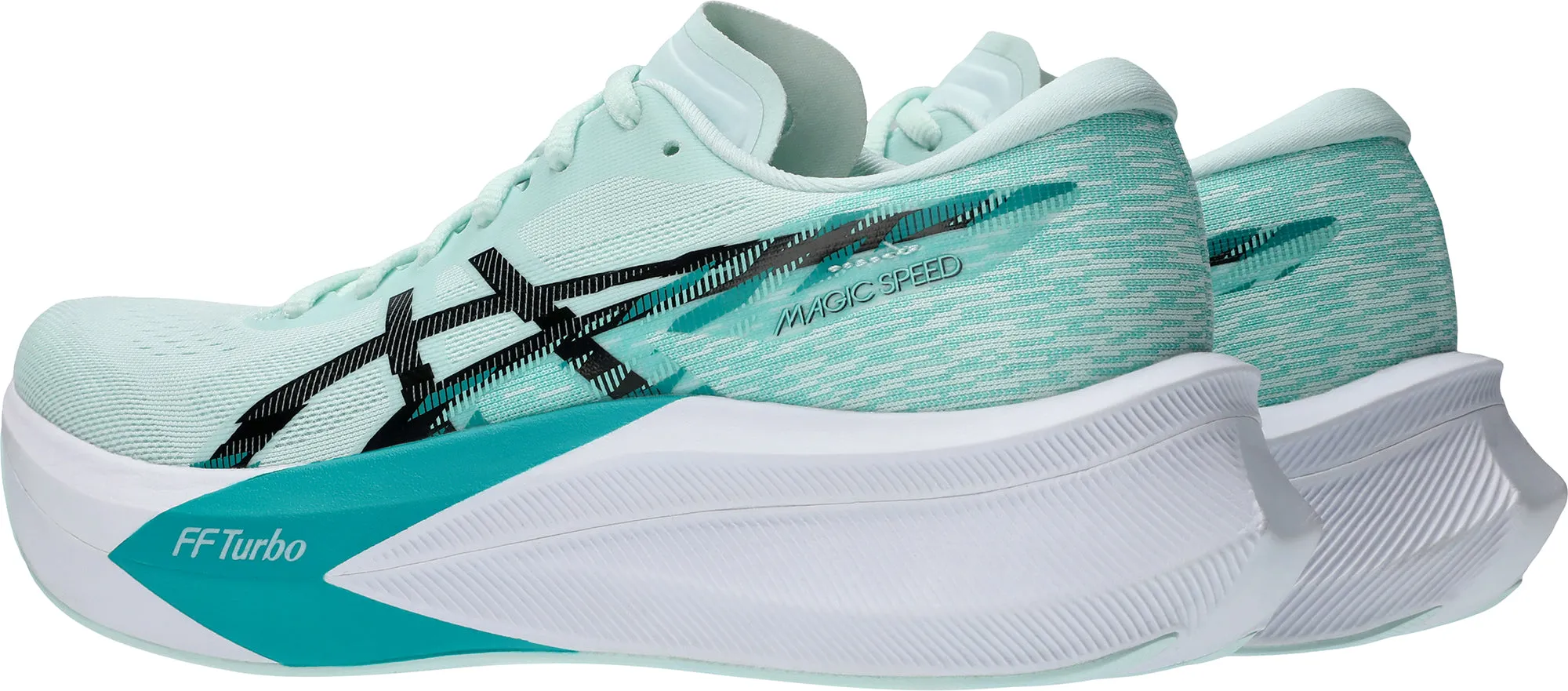 running in a boardwalk area shoes Synthetic Overlay Structure Asics Magic Speed 4 Womens Running Shoes - Green