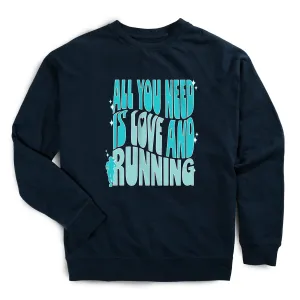 Moon Cool Cozy Dress Running Raglan Crew Neck Sweatshirt - All You Need is Love and Running