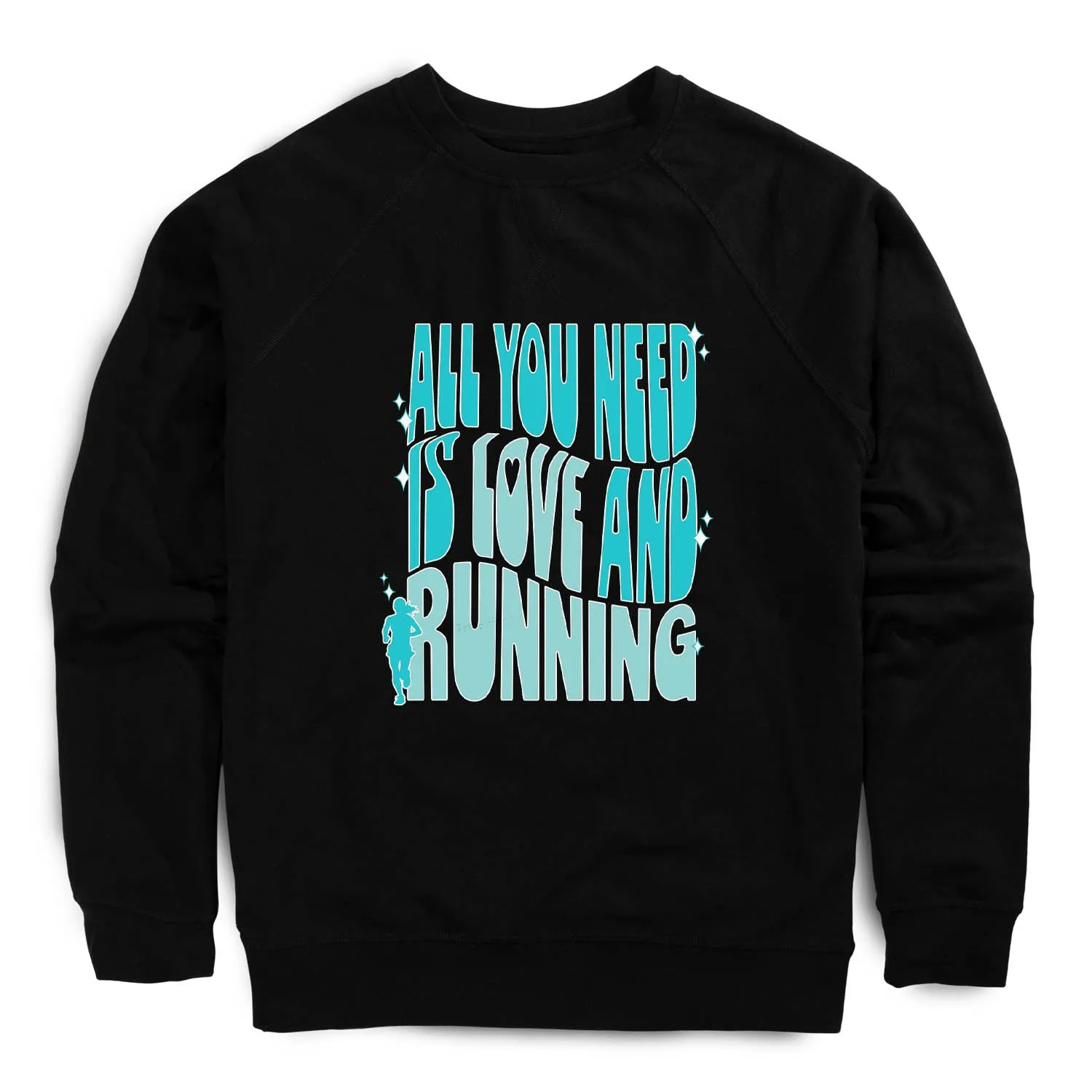 Fantasy Mood ZeroIrritationLabels Running Raglan Crew Neck Sweatshirt - All You Need is Love and Running