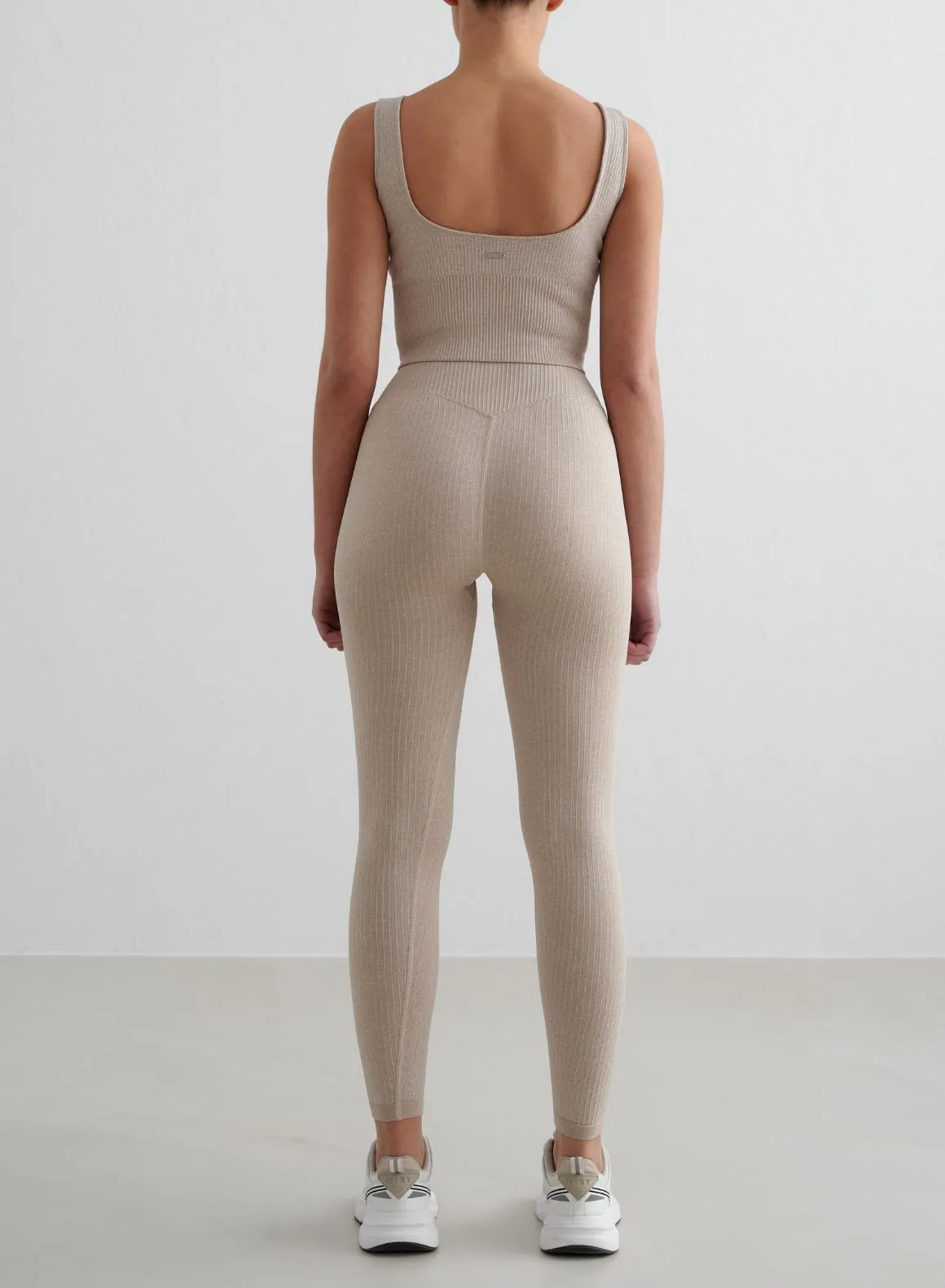 Security chemical storage Beige Melange Ribbed Seamless Tights & Bralette Set