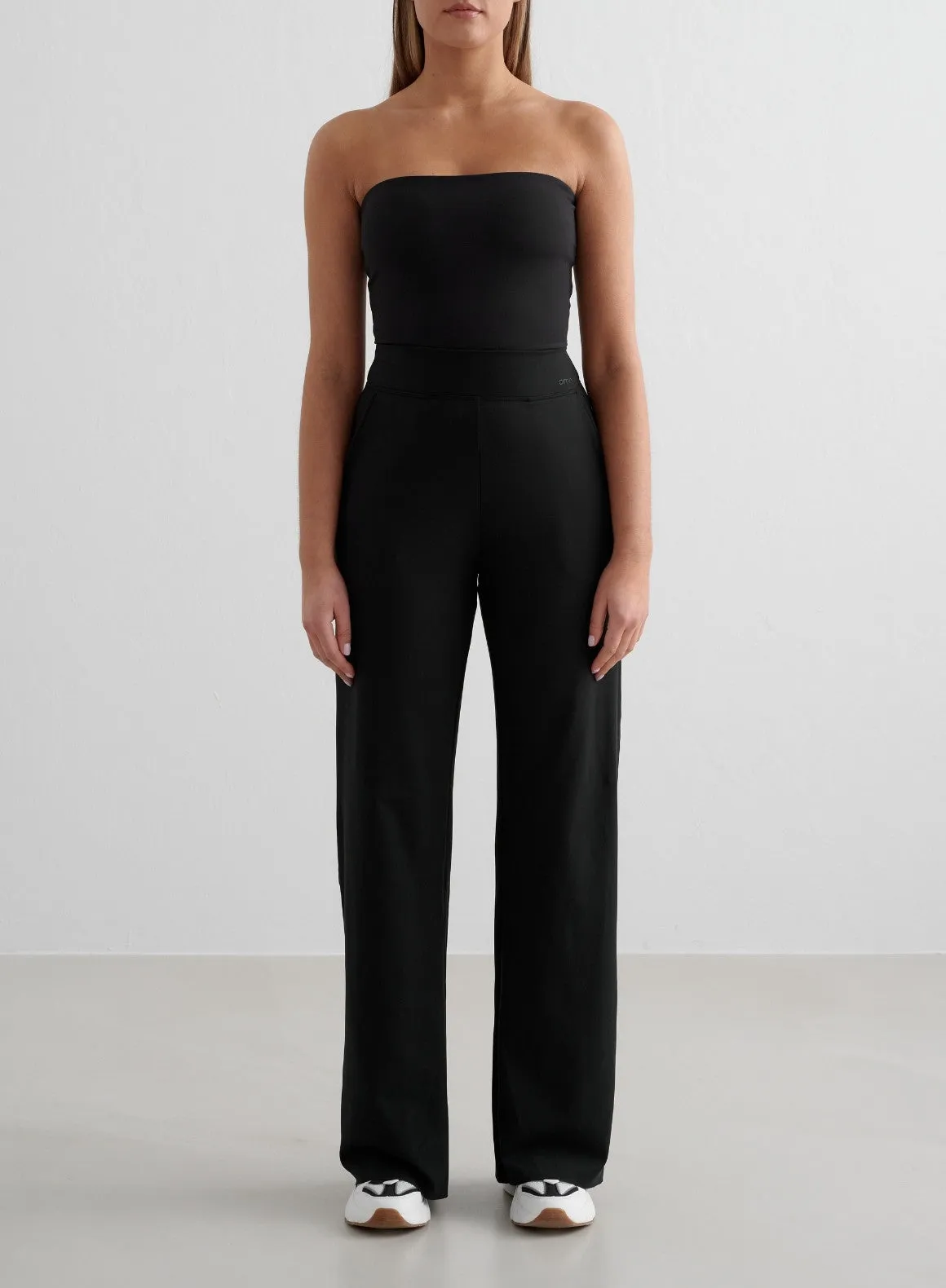 Black Sense Wide Pants & Tube Bralette Set Hypoallergenic Fiber