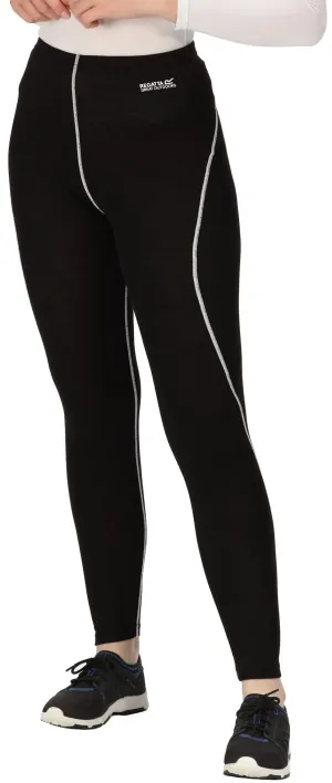 Comfortable Stretch Fit Zen Mode Regatta Zimba Merino Baselayer Womens Long Tights - Black