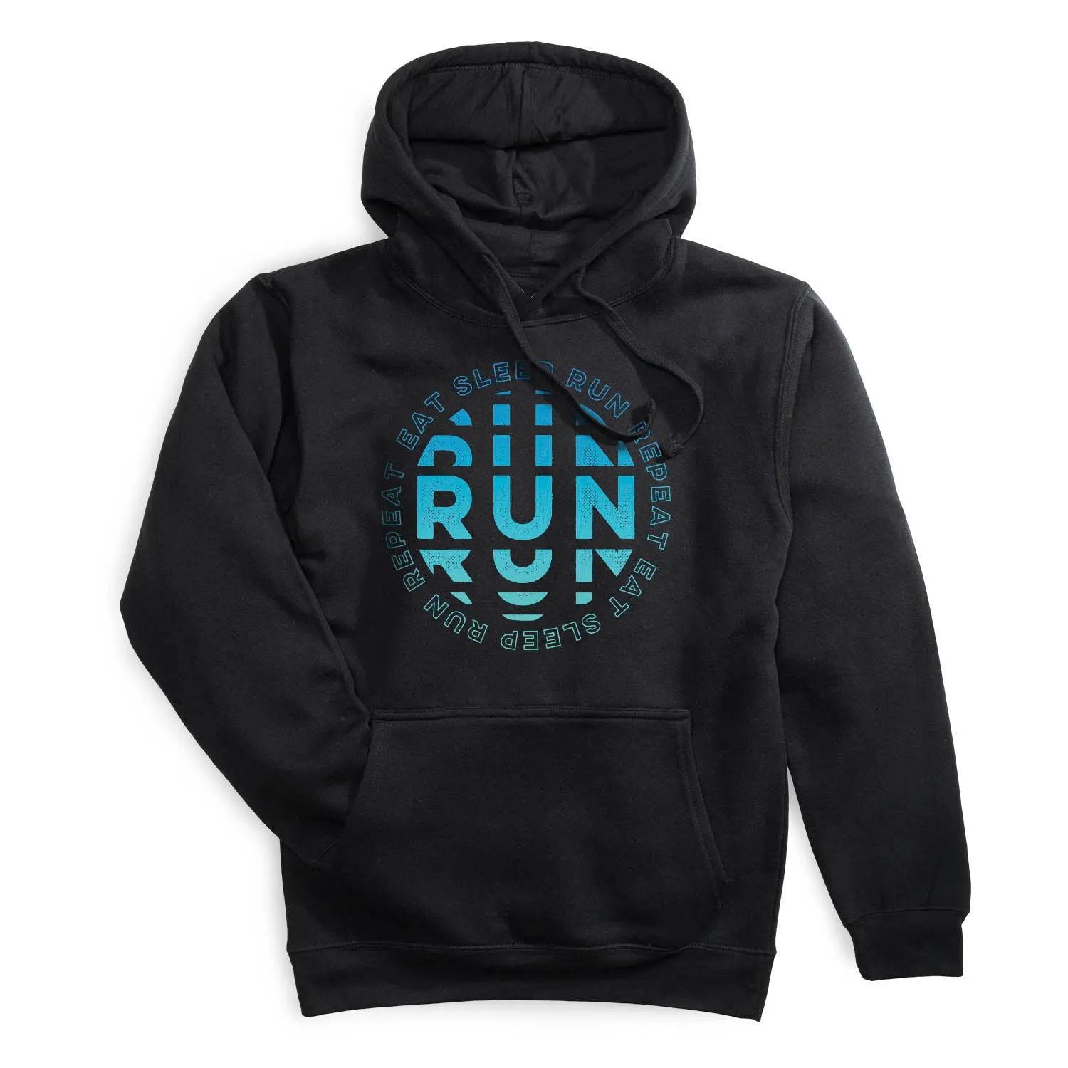 Elastic cuffs Bio Glow Statement Fleece Hoodie - Eat Sleep Run Repeat