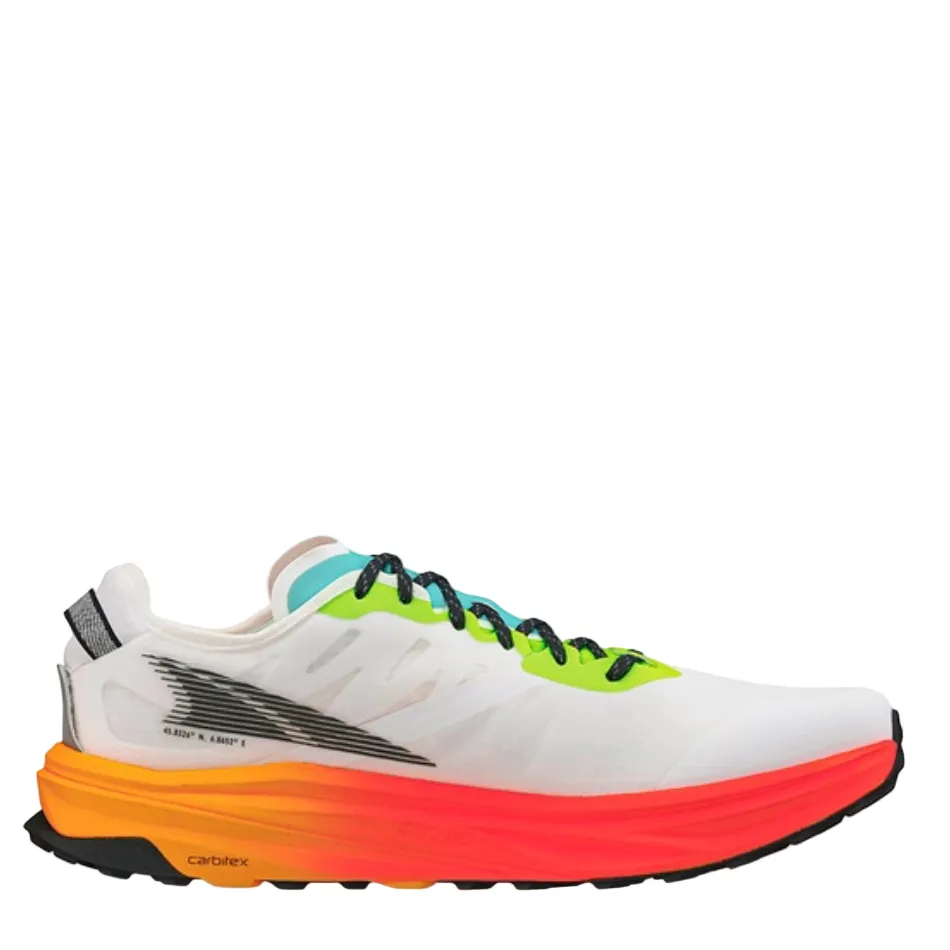 Altra Women's Mont Blanc Carbon Trail Running Shoes in White/Orange AW25 eco friendly trail shoes fitness trail sneakers