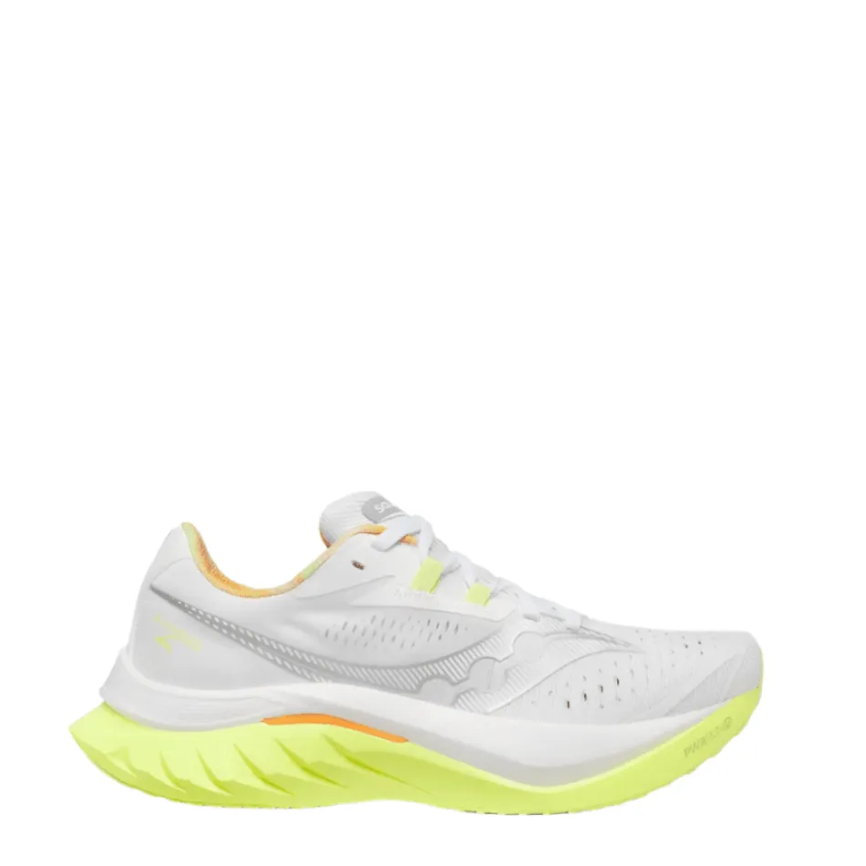 Saucony Women's Endorphin Speed 4 Running Shoes in White/Sunny SS25 Beginner - runner Fitness Tracker Compatibility
